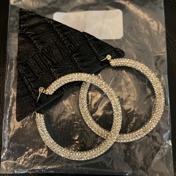 LUV AJ Pave Almalfi Hoops - GOLD - Picture 4 of 5